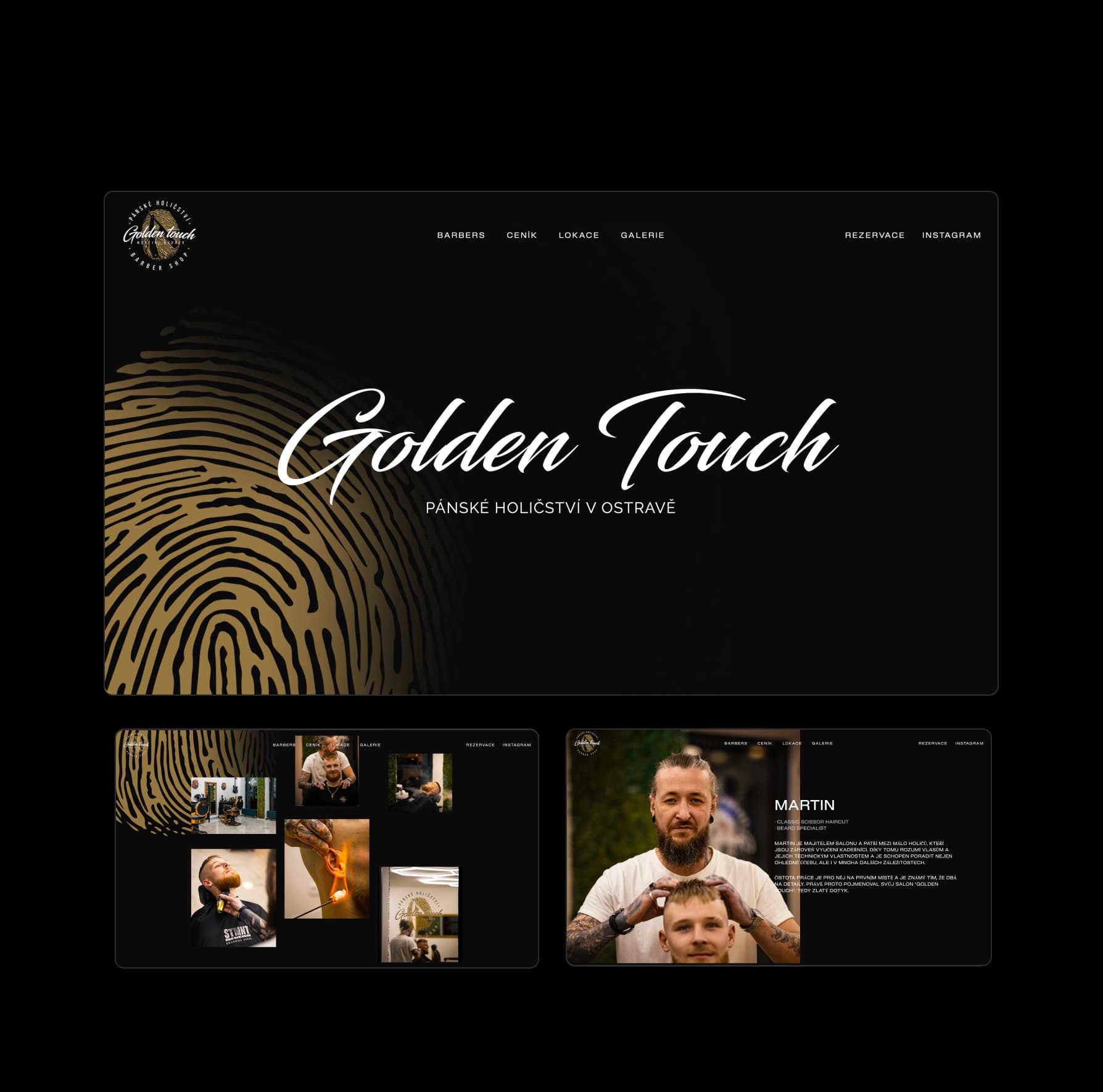 Golden Touch barber shop site on a phone