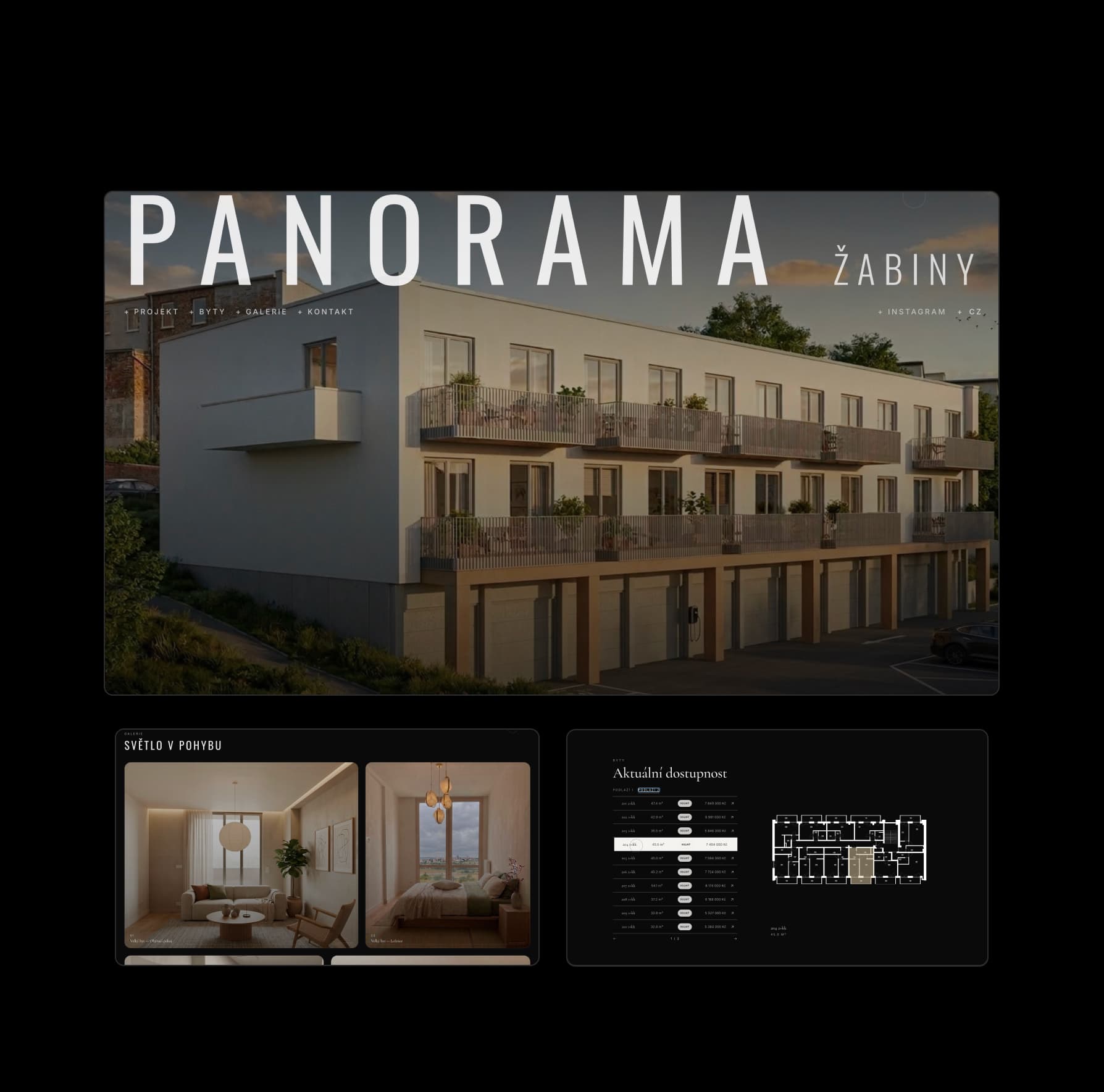 Panorama Žabiny website showcase on a screen